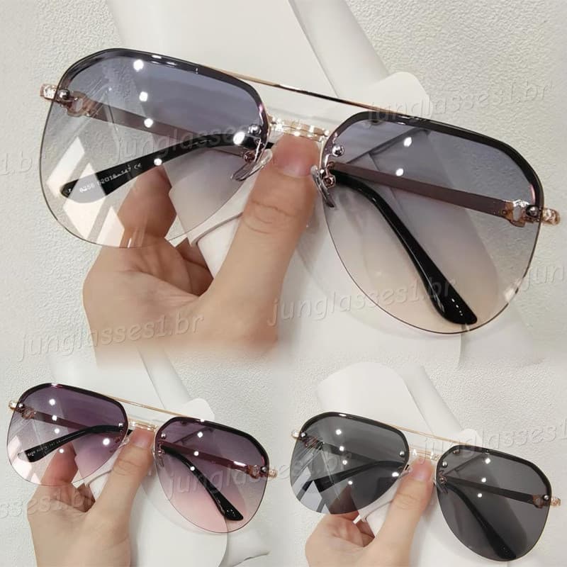 Óculos De Sol De Armação Grande De Metal Piloto Da Moda Coreana Para Mulheres Homens Verão Praia Ao Ar Livre Resistência