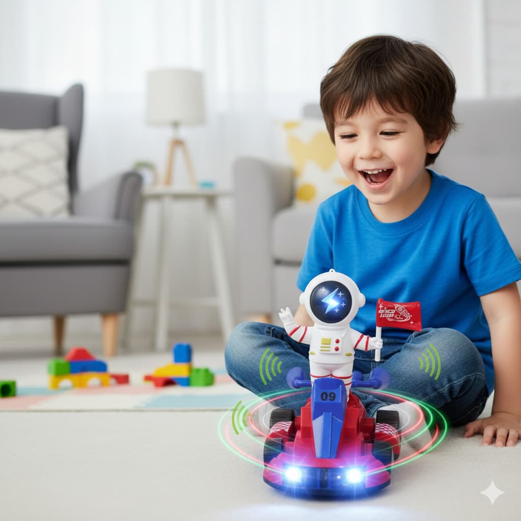 Carrinho Bate Volta Astronalta Kart com som e luz com efeito
