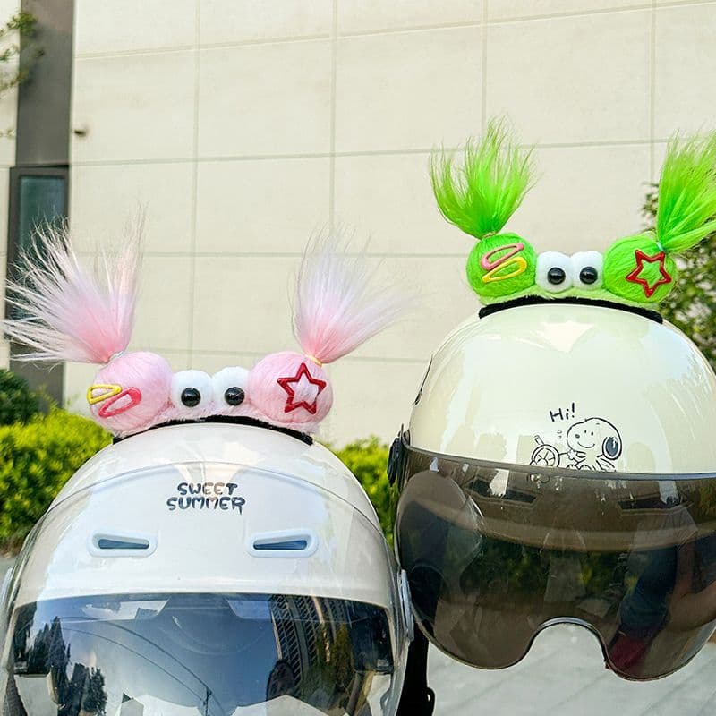 DIY Capacete De Pelúcia Decoração Divertida Para Motocicleta Bicicleta Elétrica Superior Brinquedos Acessório Criativo C