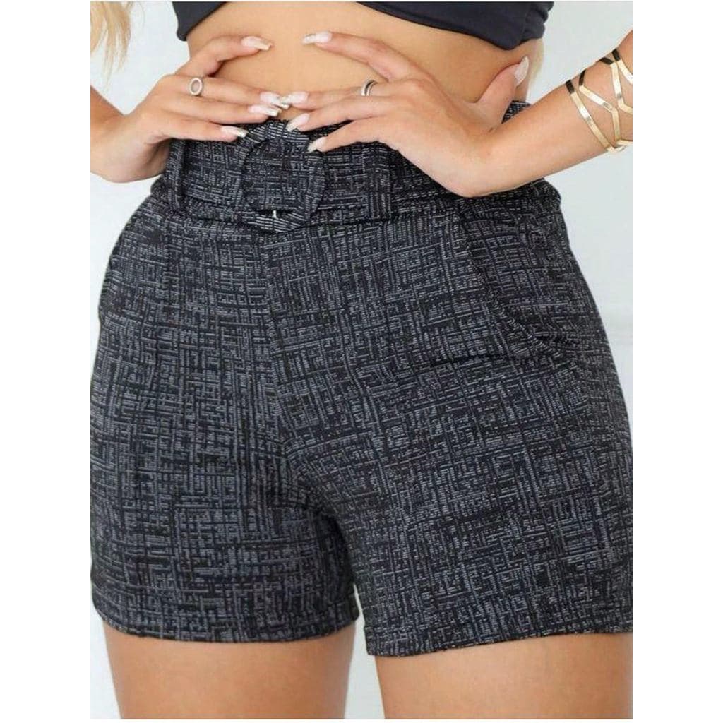Shorts Feminino Jackar linho mescla com cinto fixo com elastano