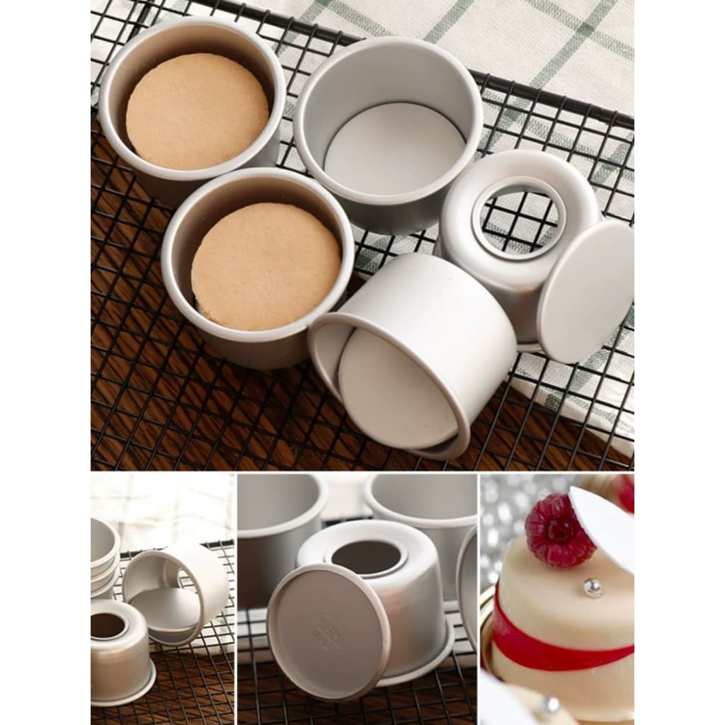 7cm ânodo redondo fundo móvel bolo molde pequena Mousse pudim ferramenta forno doméstico Chiffon molde 5 moldes de cozim