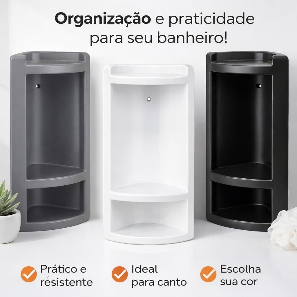 Cantoneira Porta Shampoo Sabonete Banheiro Resistente – Organize seu Banheiro com Elegância"