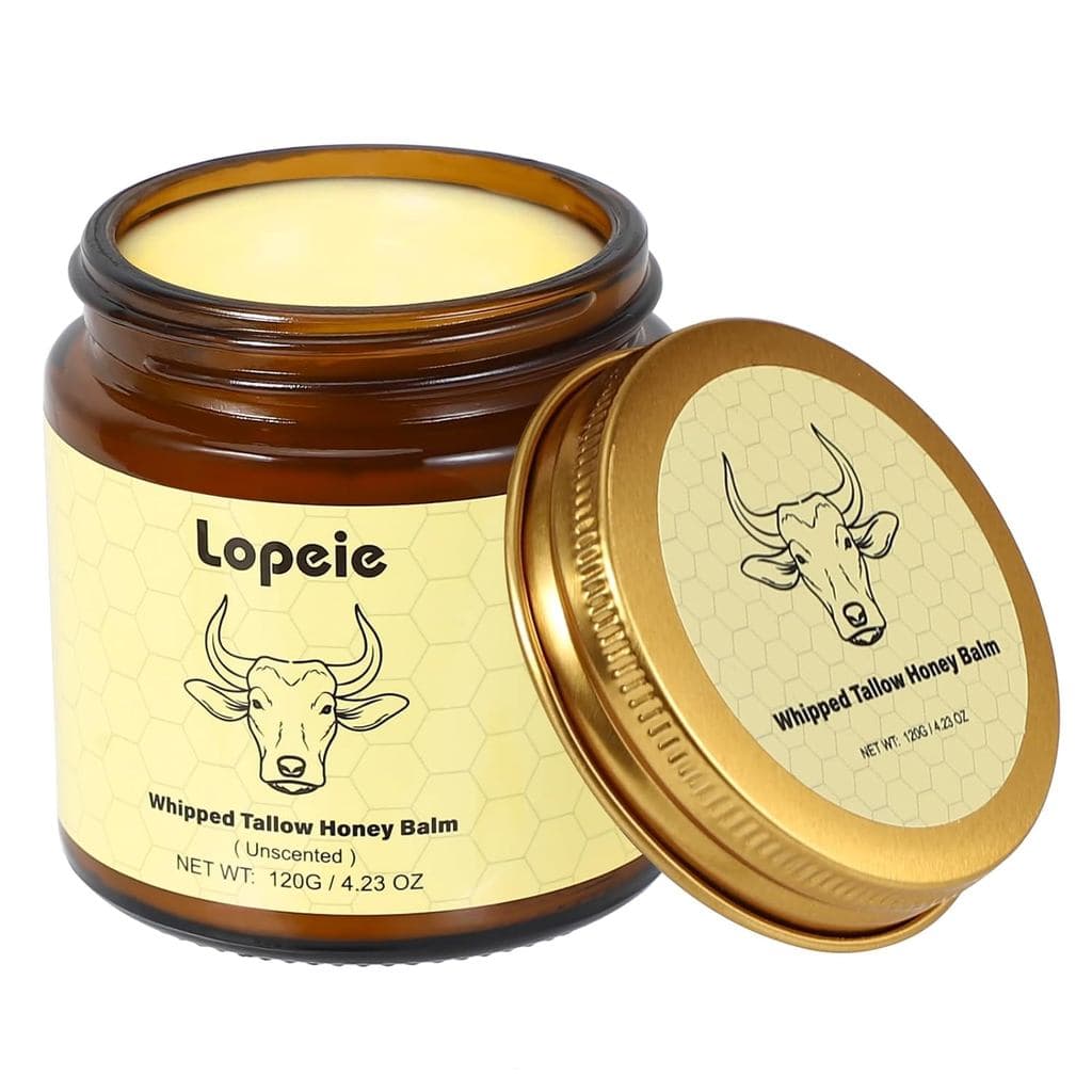 Sebo de Boi Lopeie para a Pele - Creme hidratante orgânico de animais alimentados a pasto, contém bálsamo de mel, adequa