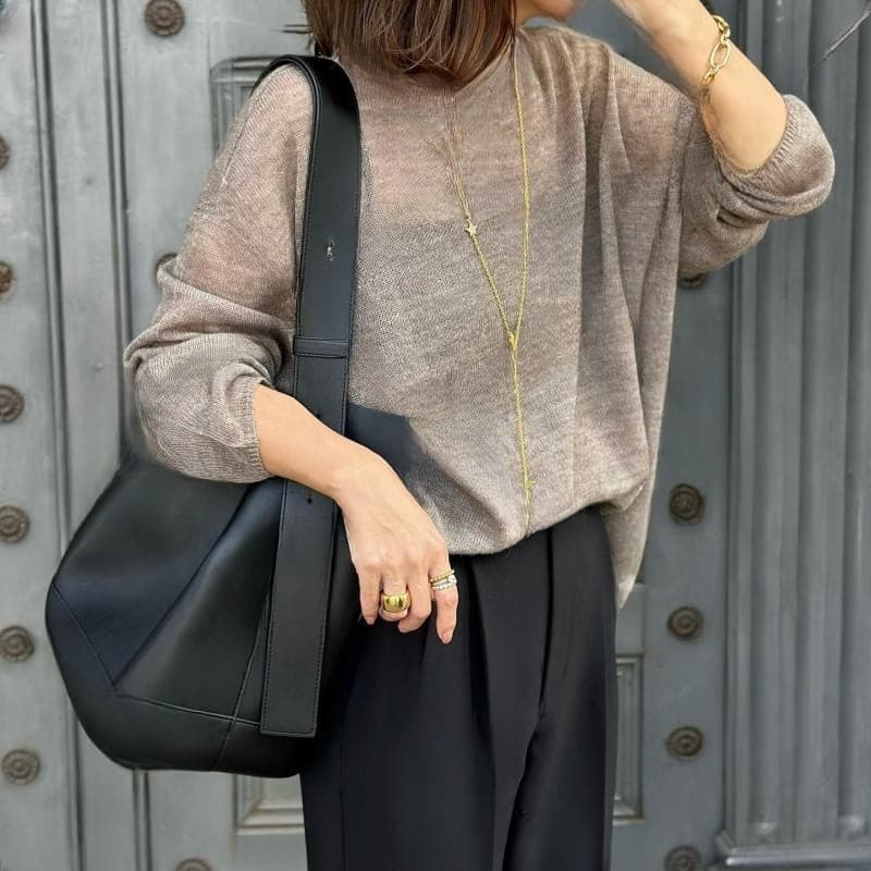 Estilo japonês preguiçoso início do outono Wear 2024 Popular novo estilo moda Casual luz respirável em torno do pescoço