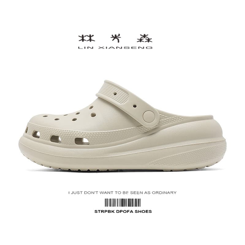 Buraco sapatos masculinos verão exterior usar sola grossa sandálias masculinas aumentadas 2025 novo estilo antiderrapant