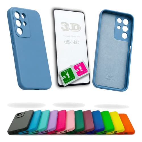 Película + Capa Silicone Veludo Para A70 A71 A72 A73