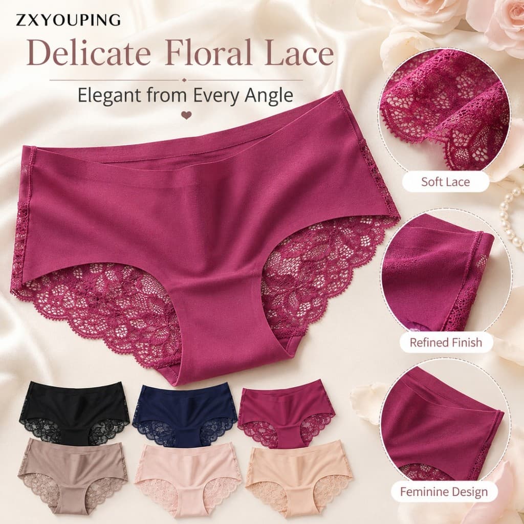 ZXYOUPING Roupa Íntima Feminina De Seda Gelada Sem Costura Calcinha Oca Confortável Cintura Média Cuecas De Algodão Viri