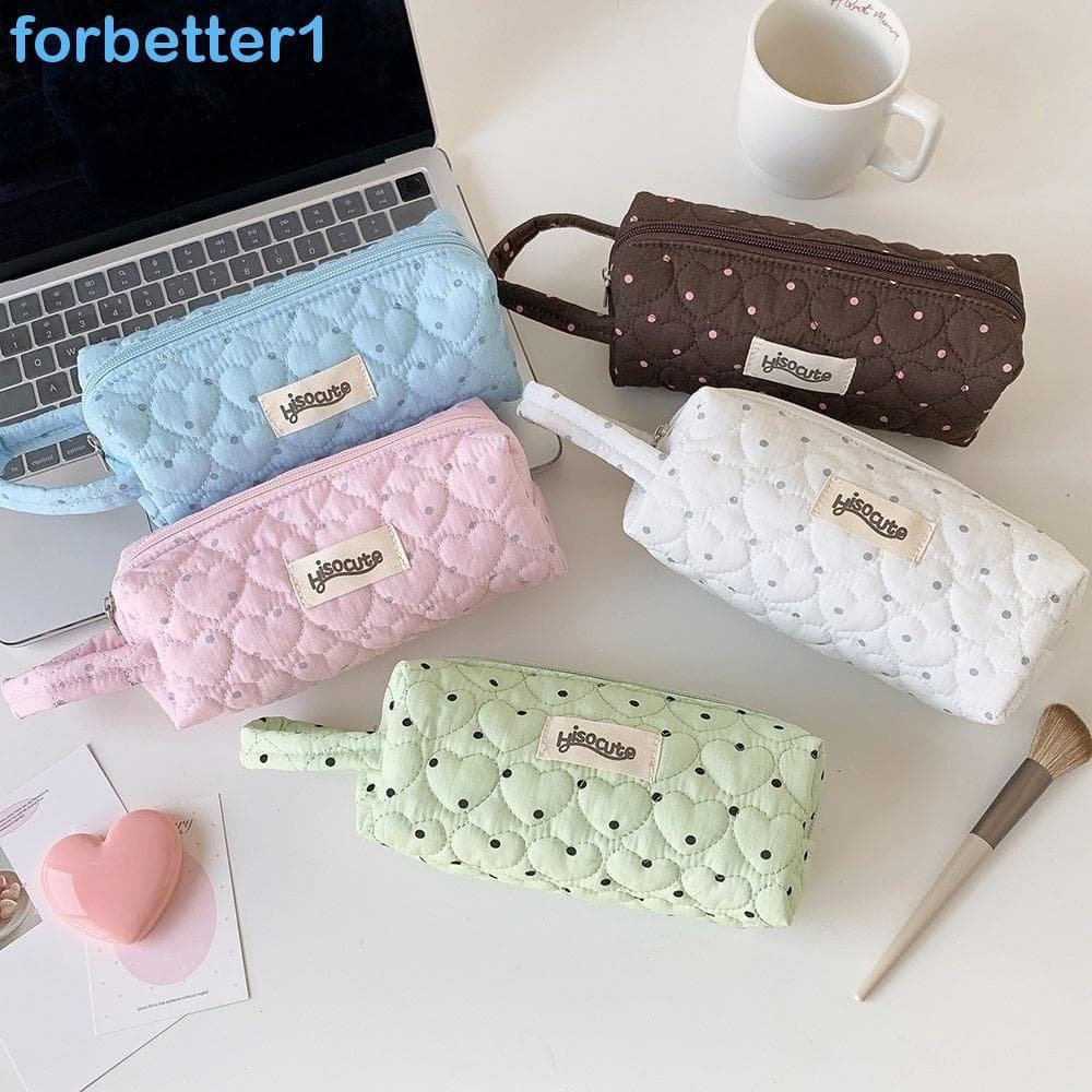 Estojo De Lápis FORBETTER Love , Bolsa De Papelaria Com Pontos Coreanos De Coração De Amor Para Armazenamento De Mesa ,