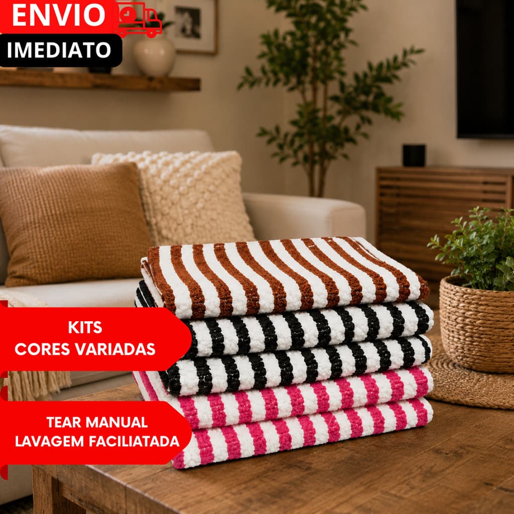 Kit Tapete Com 4 Unidade Reforçado Grande 75x50 Cm Sortido Porta Cozinha  Zebra Artesanal Tear Malha