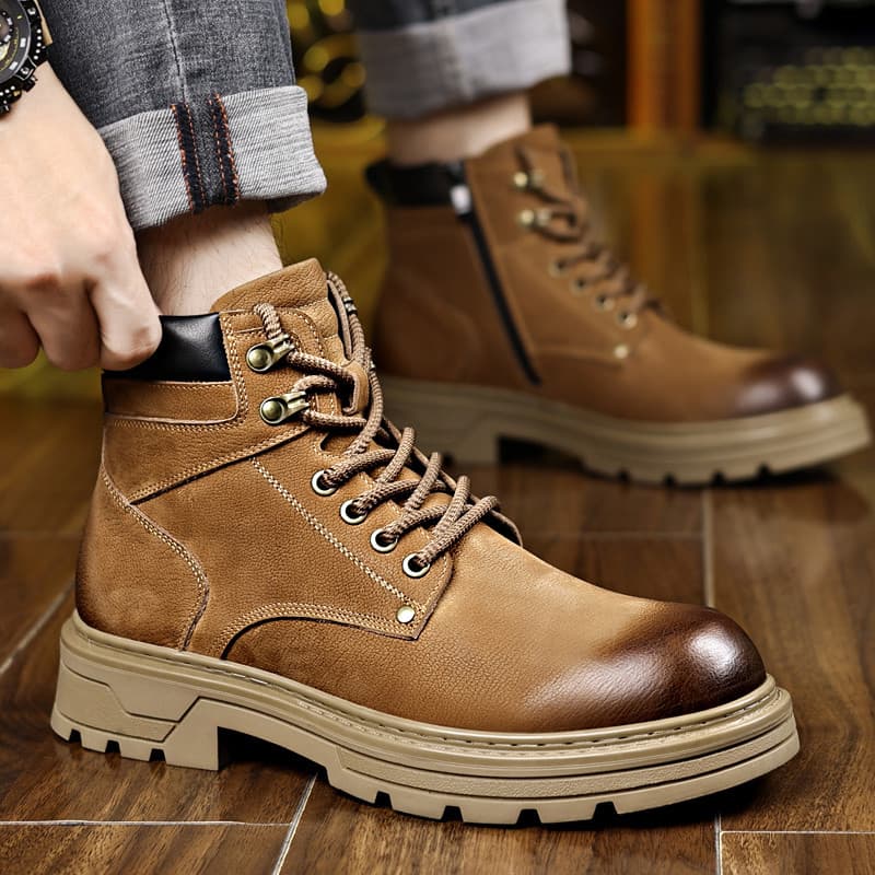 Martin botas masculinas 2025 novo estilo de couro genuíno baixo-Top tubo curto Retro ferramentas ruibarbo botas curtas a