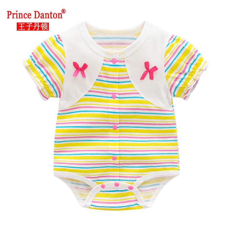 Roupas de bebê de verão algodão puro 0-1 anos de idade 3 bebê menina triângulo macacão recém-nascido princesa de manga c