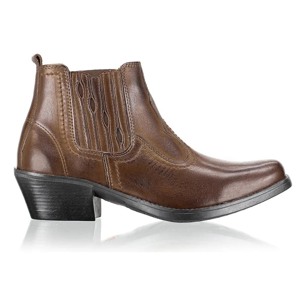 Botina Em Couro Country Masculina Rodeio Premium Solado Borracha