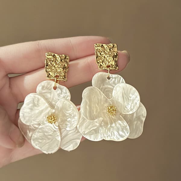 | 【cartelas de brincos feminino】 | kit brinco aço inoxidável ☼Agulha de prata flor Irregular brincos geométricos exagera