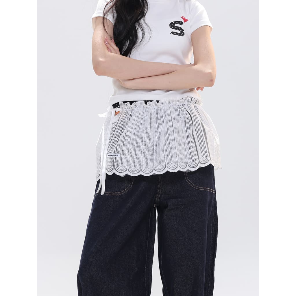 Francês All-Match renda bunda cortina saia feminina 2026 novo estilo em camadas High-End rendas saia de uma peça decoraç