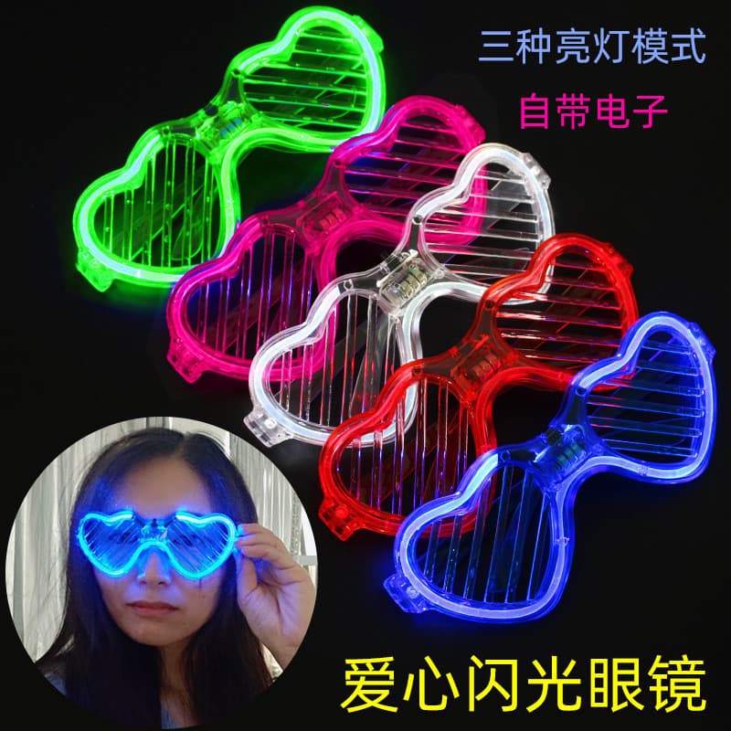 Led Luminous Glasses Heart Shape Fluorescent Cold Light Glasses Bar Festa de Férias Adereços para Eventos de Férias Lumi