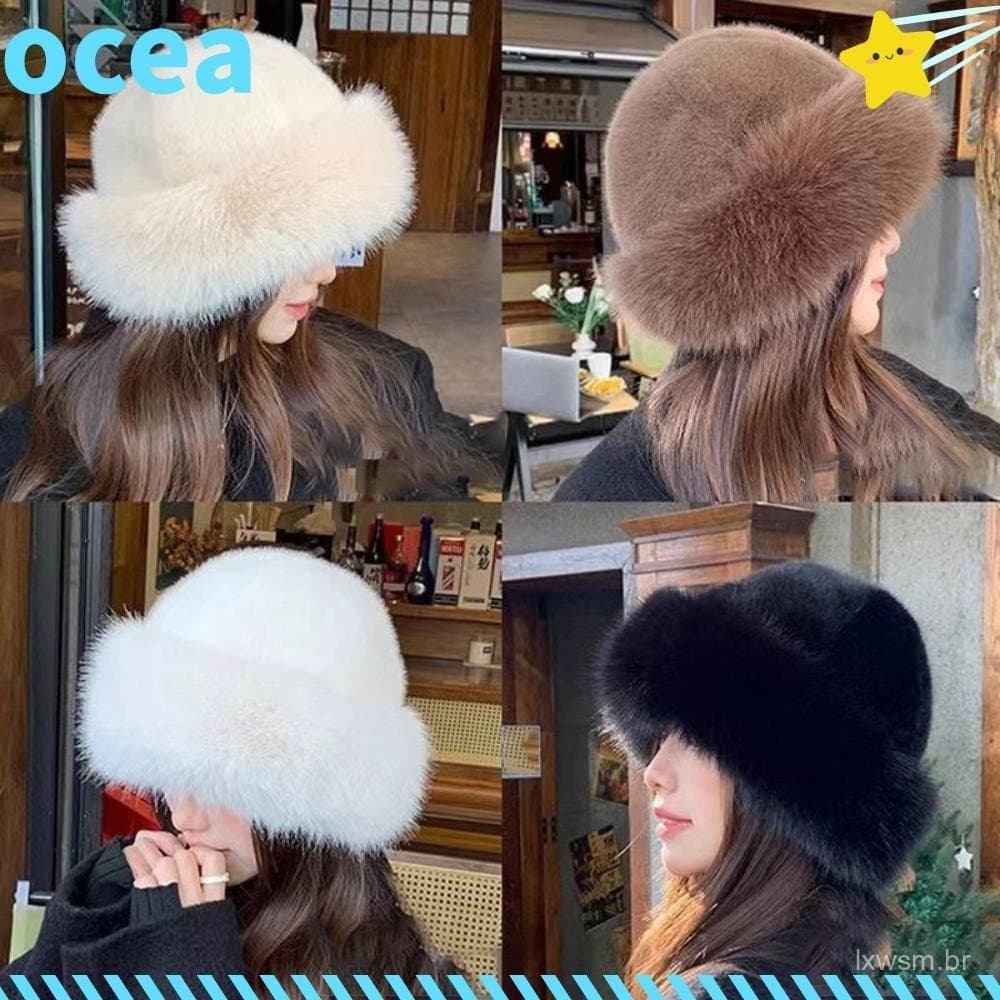 Chapéu Bucket de Pelo Macio, Boné Panamá Grosso para Dias de Neve, Proteção para as Orelhas, Cobertura para o Inverno Fr