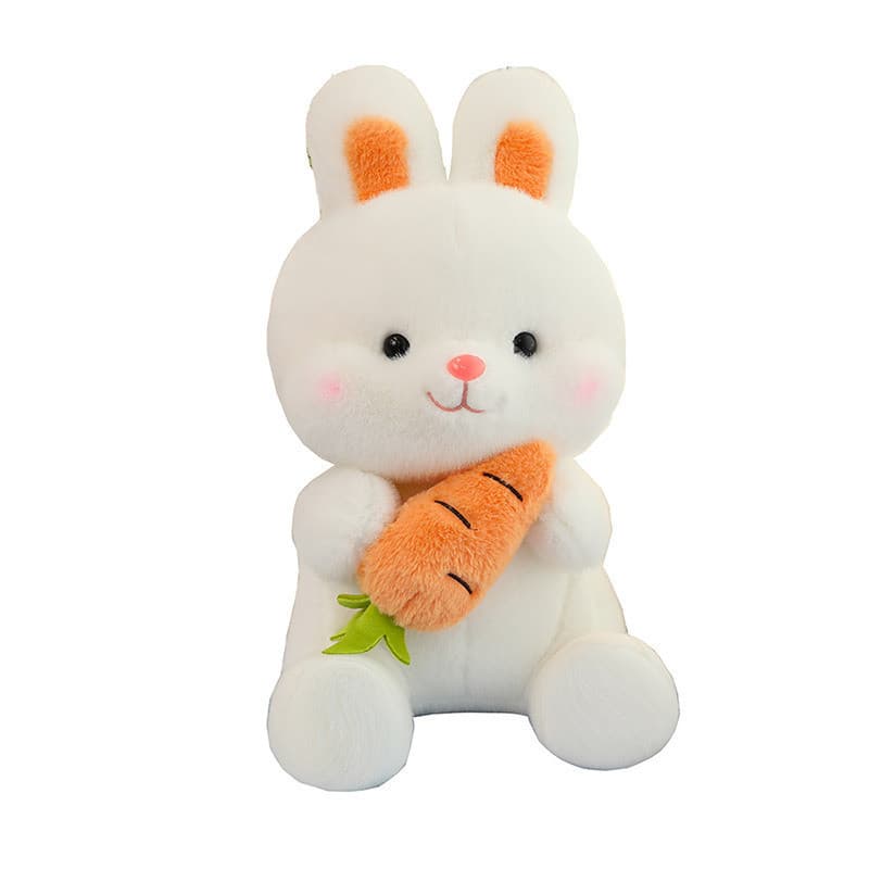 Boneca coelho brinquedo de pelúcia bonito cenoura pequeno coelho branco boneca menina dormir travesseiro presente