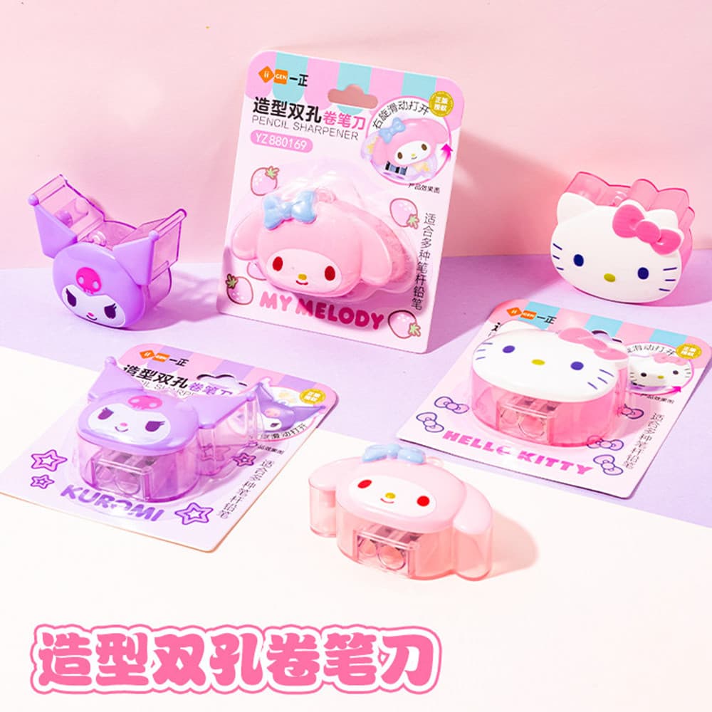 Sanrio genuíno Co-Branded apontador de lápis bonito dos desenhos animados forma duplo apontador de lápis estudantes da e