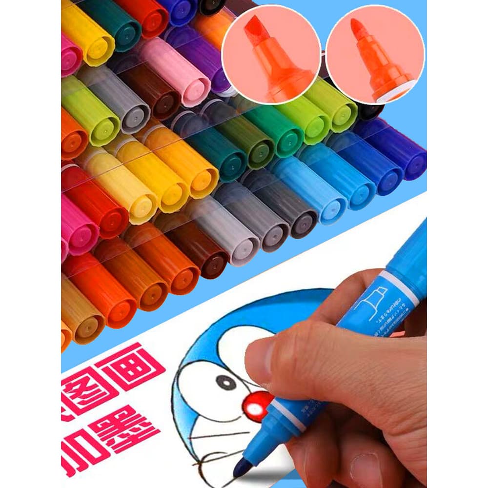 Marcador de cor caneta marcador 24 cores conjunto caneta oleosa arte caneta oleosa dupla cabeça pintura caneta POP Graff