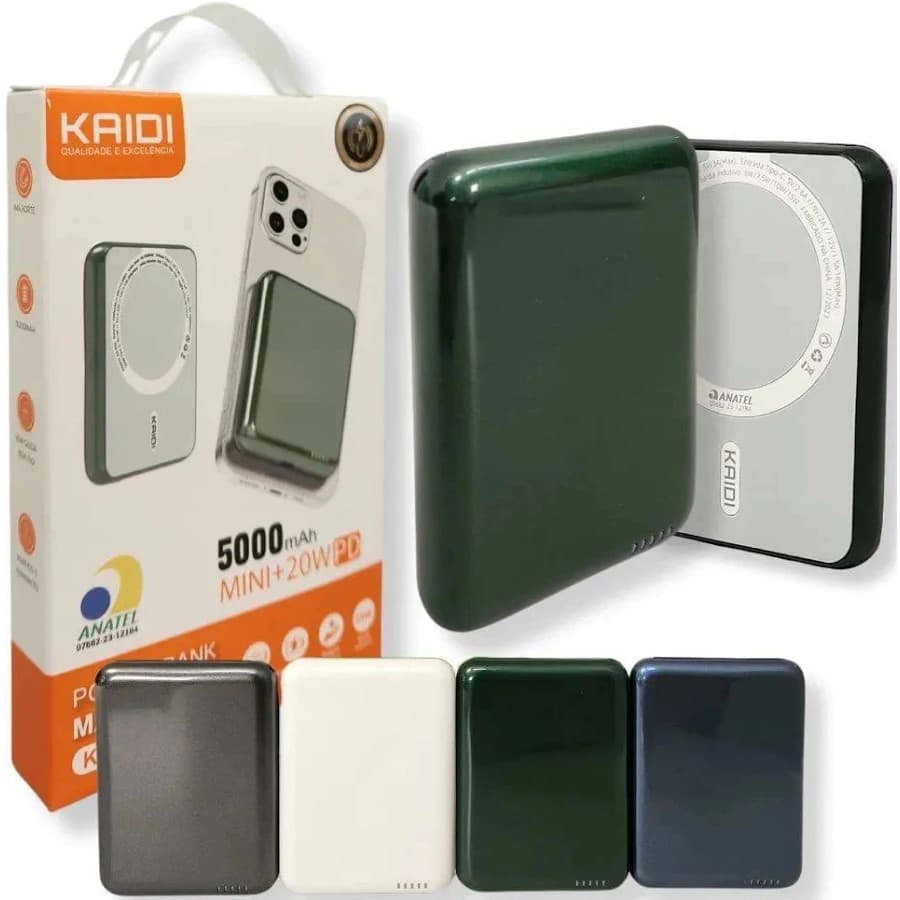 Carregador Portátil Indução Power Bank Kaidi Kd-995 5000mah Magnetico Pratico e Compacto