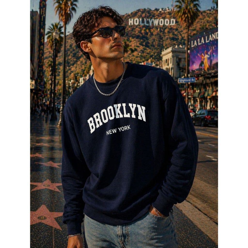 Moletom Brooklyn Estiloso Gola Redonda Blusa de Frio Unissex Moda Inverno Masculino Feminino