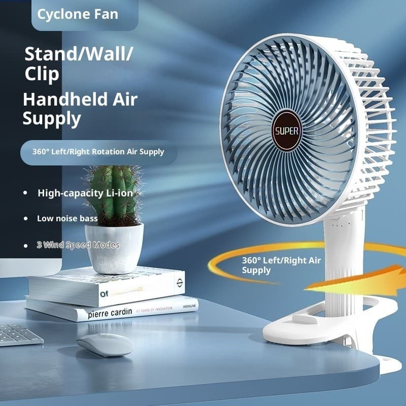 Ventilador portátil Usb recarregável com clipe para mesa portátil montada na parede ao ar livre