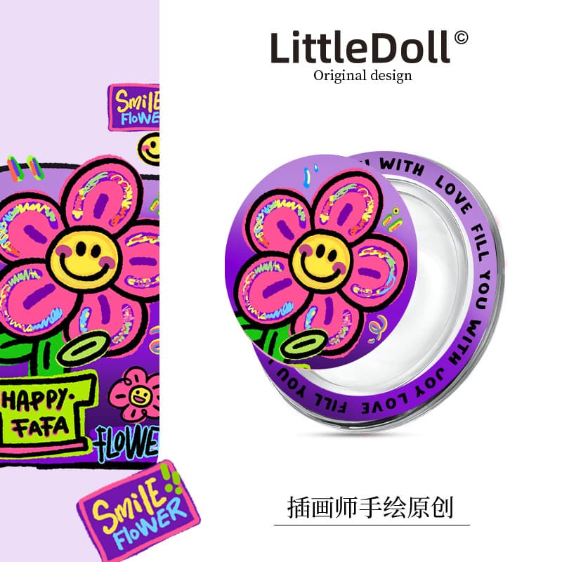Pintado à mão Original Airbag magnético suporte do telefone móvel retrátil dobrável portátil Smiley rico flor roxo Deskt