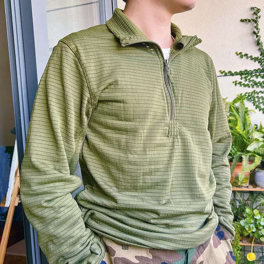 Tático Tom doméstico L2 poliéster OD verde meio zíper verificado lã lã outono inverno roupa interior térmica roupas de o