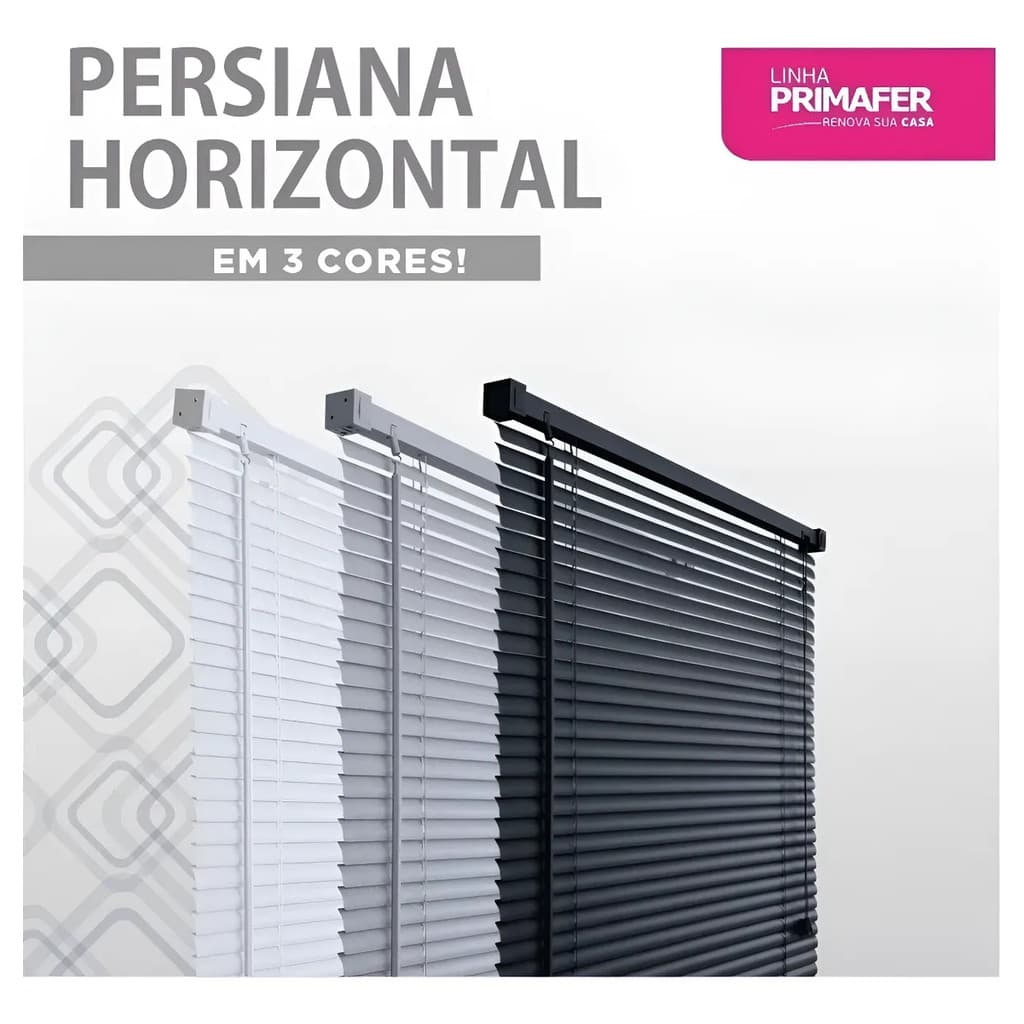 Persiana Horizontal Atlas PVC 25mm 100x130cm Controle de Luminosidade Janela Sala Quarto Banheiro Escritório