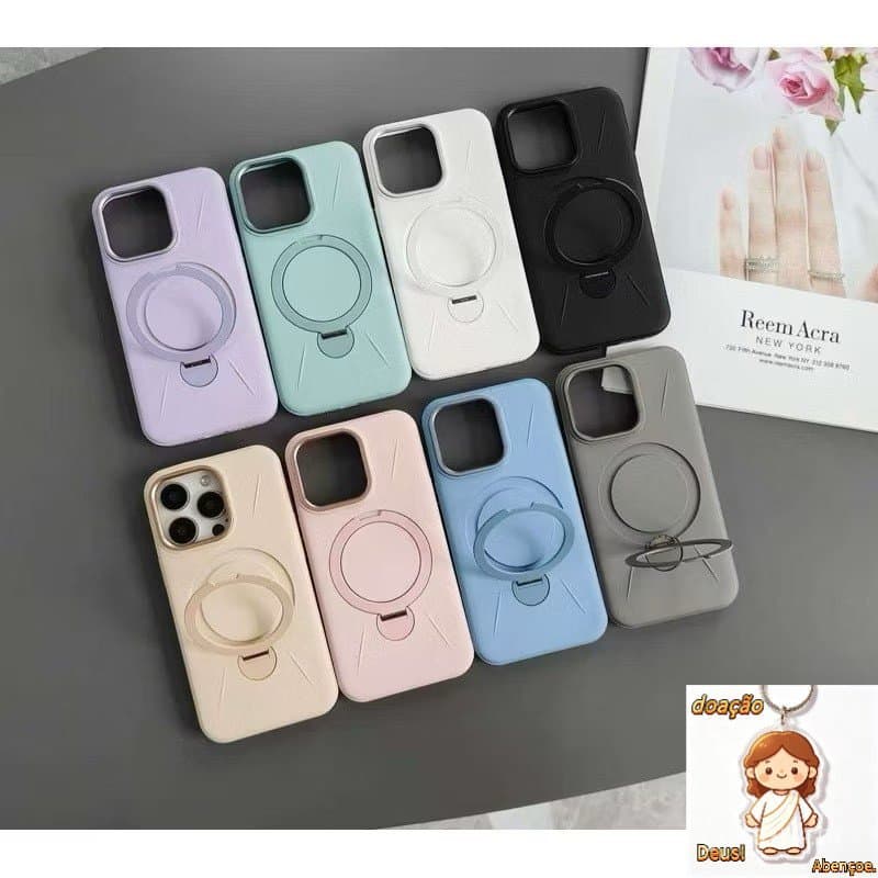 case capa de celular com suporte giratório de silicone líquido para iPhone 16 e capa protetora para celular