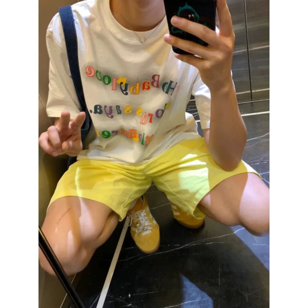 American Dopamina Nylon Shorts Esportivos de Secagem Rápida Homens Mulheres Verão Street Wear Solto Cordão Casal Casual