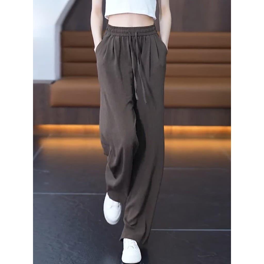Shenzhen óleo do sul roupas femininas de seda gelo calças de perna larga feminino verão solto mais magro olhar Drape chã