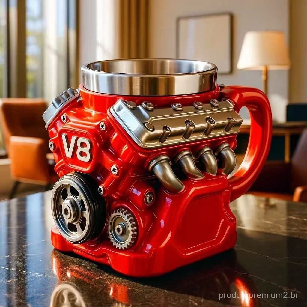 Caneca de Café Retrô Mais Vendida, Nova Caneca Decorativa com Design de Motor V8