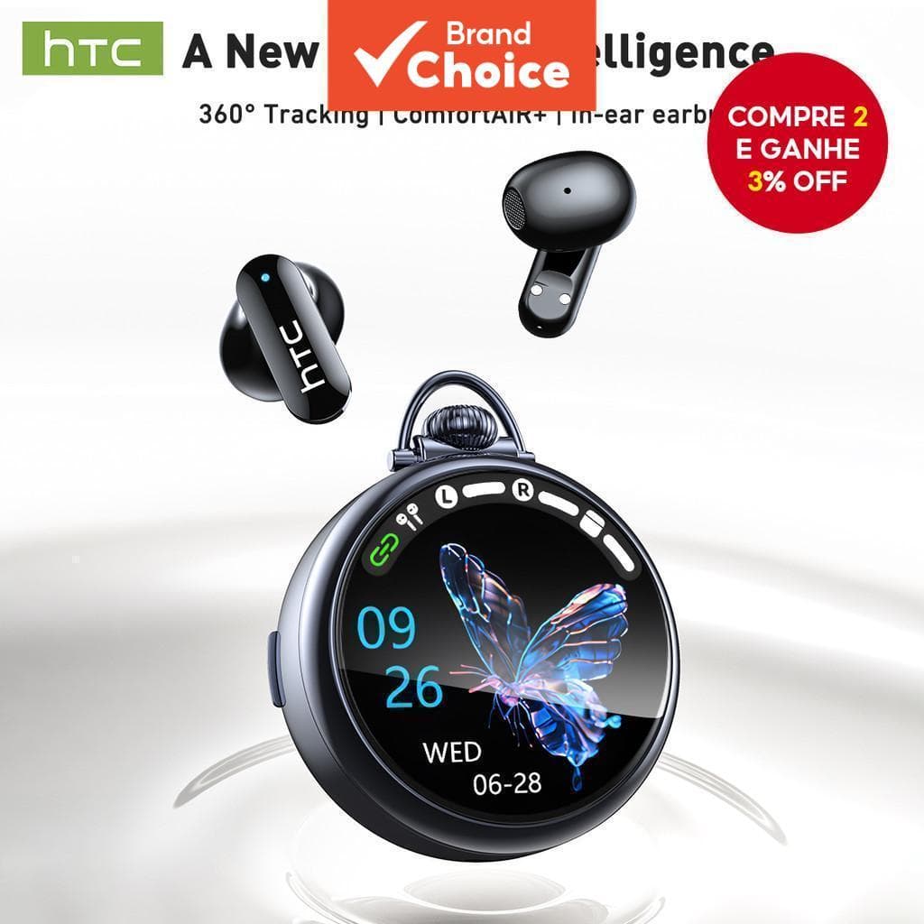 Fones De Ouvido HTC NE71 AI Tradutor Smart LED Touch Screen Bluetooth IPX5 À Prova D'água Com Cancelamento De Ruído De C