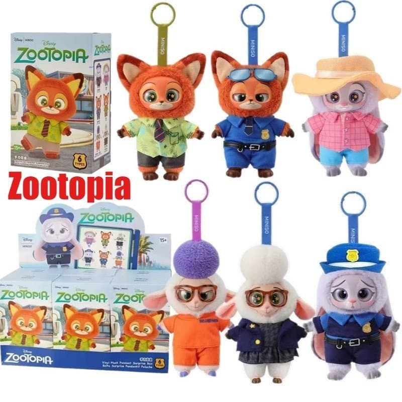 Zootopia Caixa Cega Série Bonito Judy Nick Vinil Figura De Pelúcia Saco Pingente Ornamento Boneca Brinquedo Coleção Pres