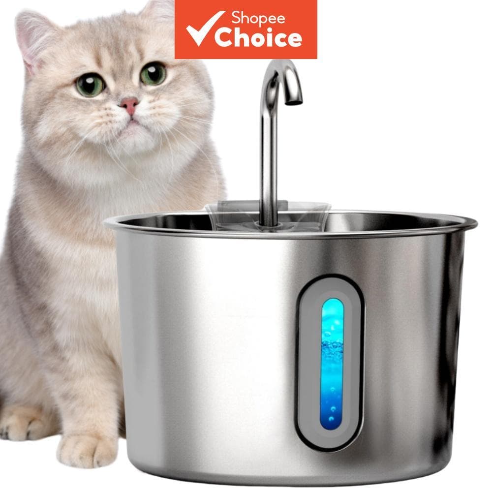 Fonte De Água Para Gatos Em Aço Inoxidável 2.2L/75oz Distribuidor Automático De Bebidas Animais De Estimação Com Sistema