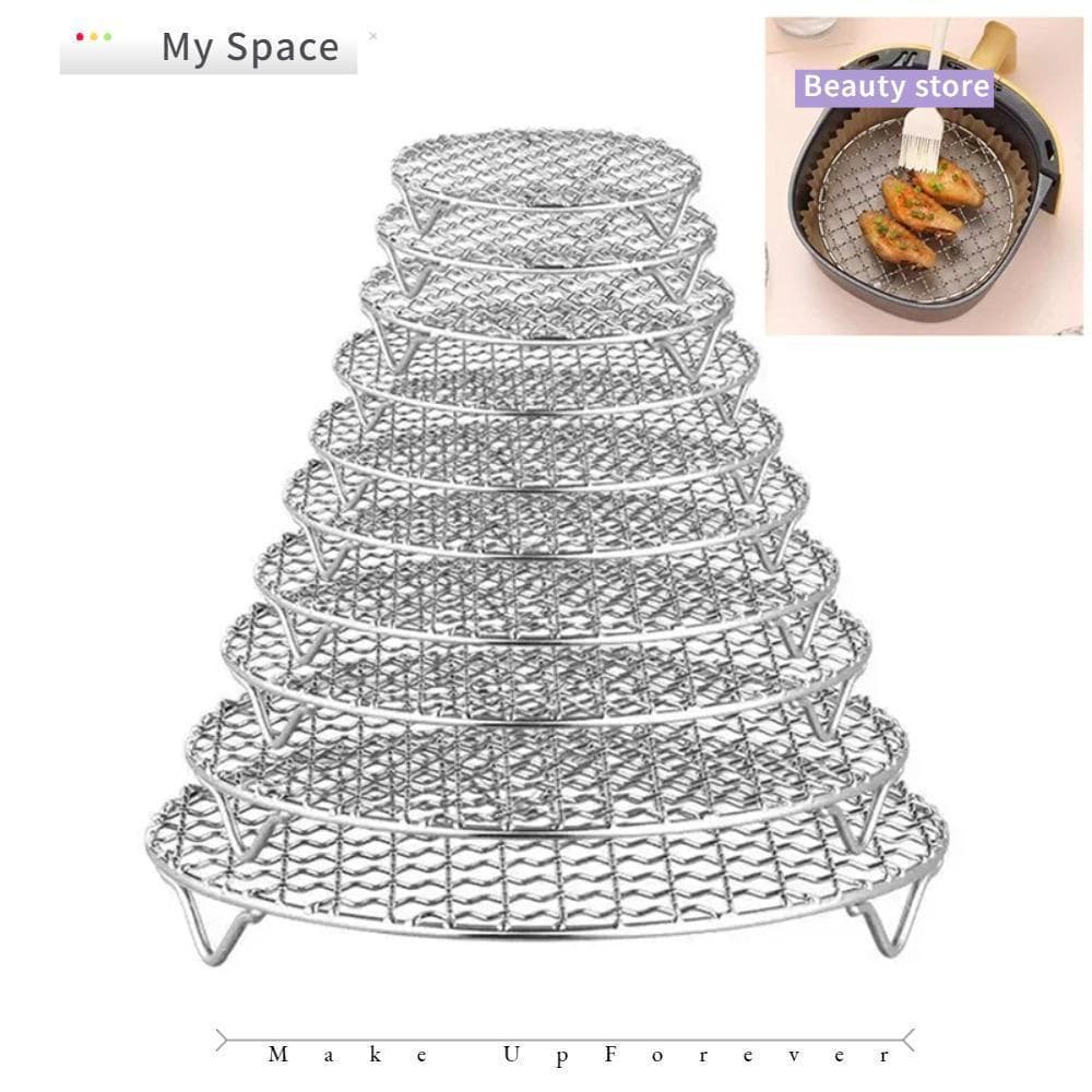 MY Rack Para Fritadeira A Ar , Grelha Redonda Empilhável , Aço Inoxidável Com Suporte Assar Vapor Pés