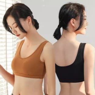 Lindo colete traseiro sutiã tudo-em-um sem anel de aço puro algodão roupa interior esportiva menina sutiã seios pequenos