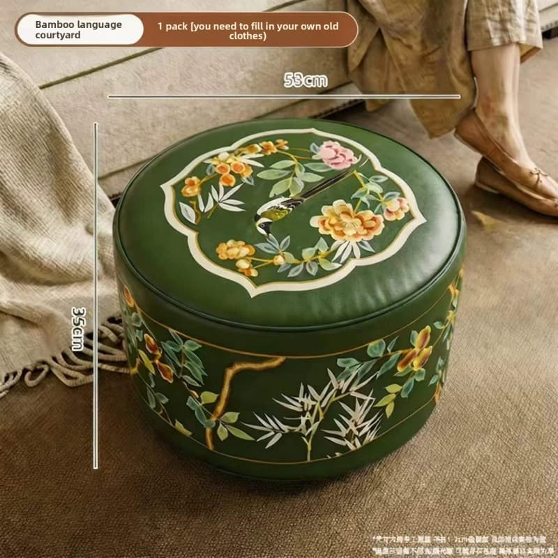 Sofá estilo marroquino PU capa redonda armazenamento de roupas antigas