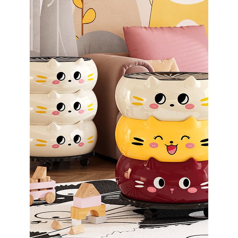 Lixeira fofa com padrão de gato com tampa removível de alto valor para casa, sala de estar, banheiro, barril duplo, lixe