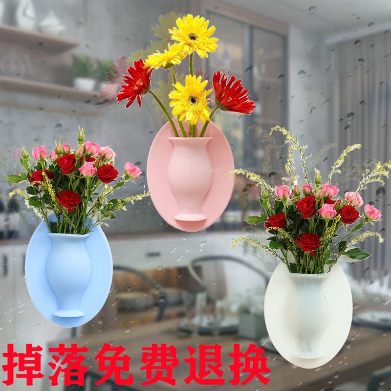 Novo estilo de Silicone arranjo de flores vaso adesivo geladeira adesivo de vidro sem costura criativo adesivo de borrac