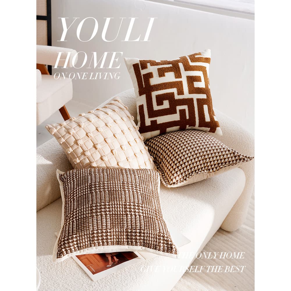 Fronha creme Premium estilo Retro marrom francês atado sofá cama travesseiro lombar almofada núcleo Bay janela