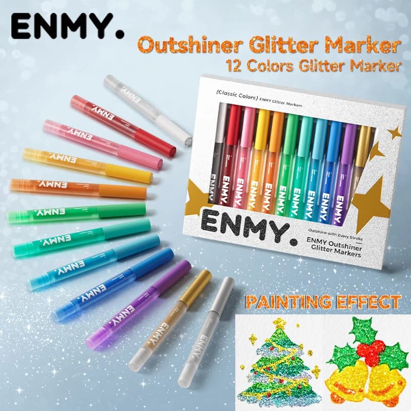 12/24 Cores Glitter Cor Brilhante Canetas Conjunto Bling Espumante Marcador Para Desenho Pintura