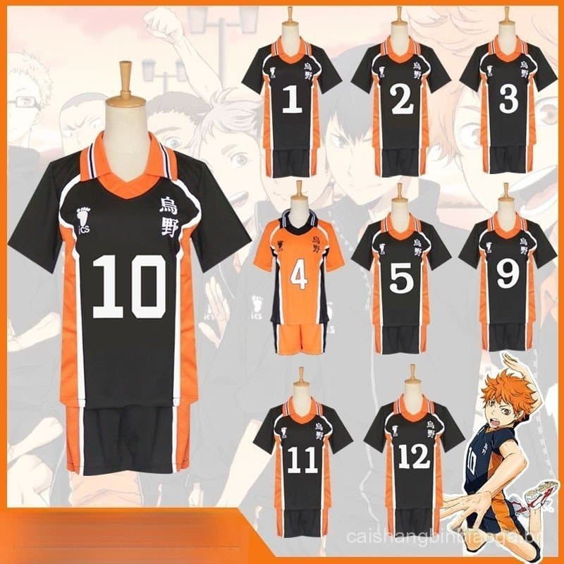 Fantasia de Cosplay Haikyuu, Uniforme Esportivo do Clube de Vôlei da Escola Secundária Karasuno, Conjuntos de Camisas P5