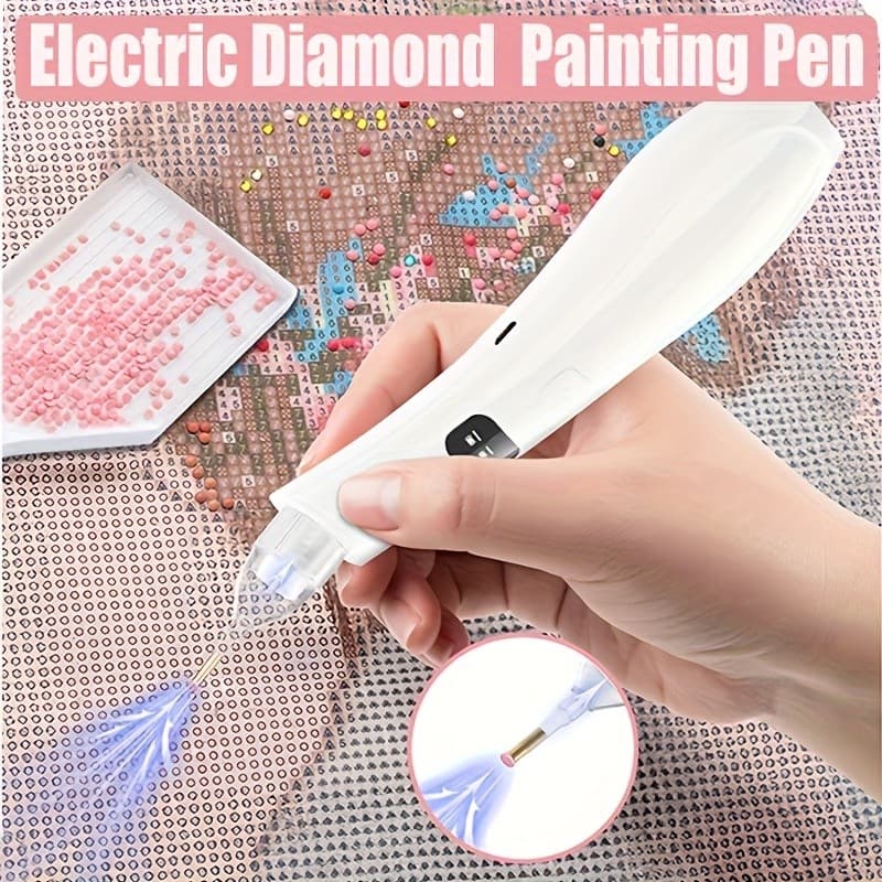 Caneta elétrica de pintura de diamante, conjunto de canetas de arte de diamante adulto, conjunto de canetas de pintura d
