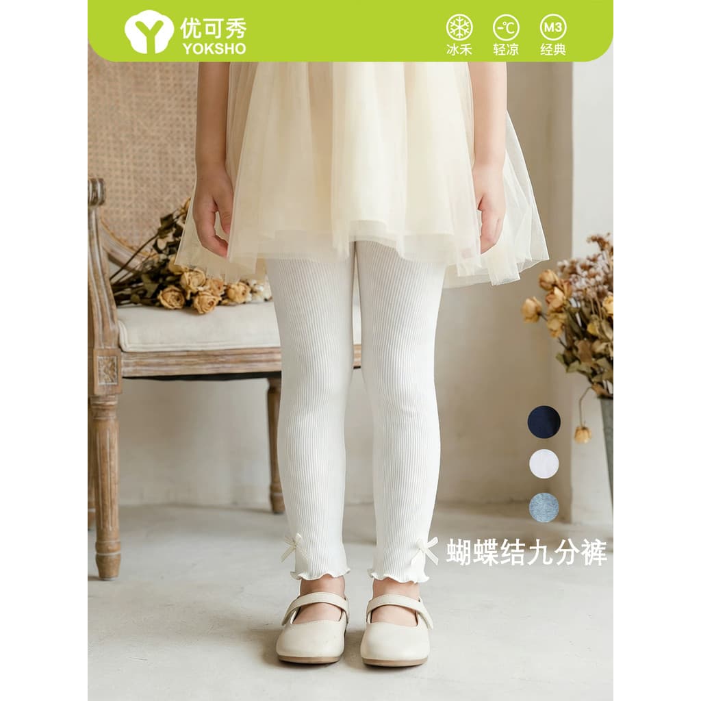 Meninas Leggings verão estilo fino bebê menina com saia calças brancas Bowknot verão crianças calças até o tornozelo