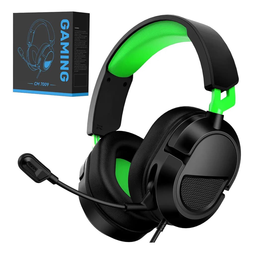 Fone Over-ear Gaming Olafvi Cm7009 Com Fio 7.1 Canais Microfone Enc Preto/verde