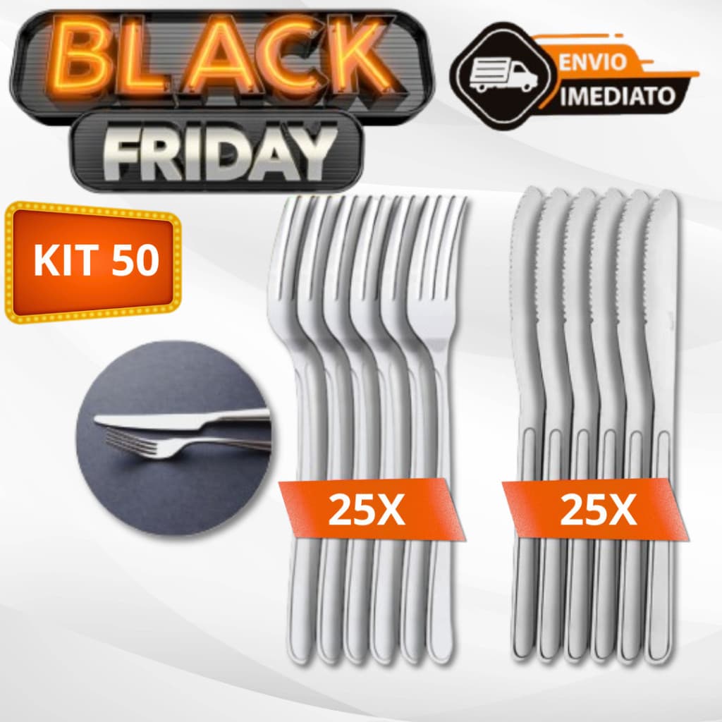 Kit 50 Talheres Garfos e Facas 100% Em Aço Inox Premium Alta Qualidade Para Restaurantes