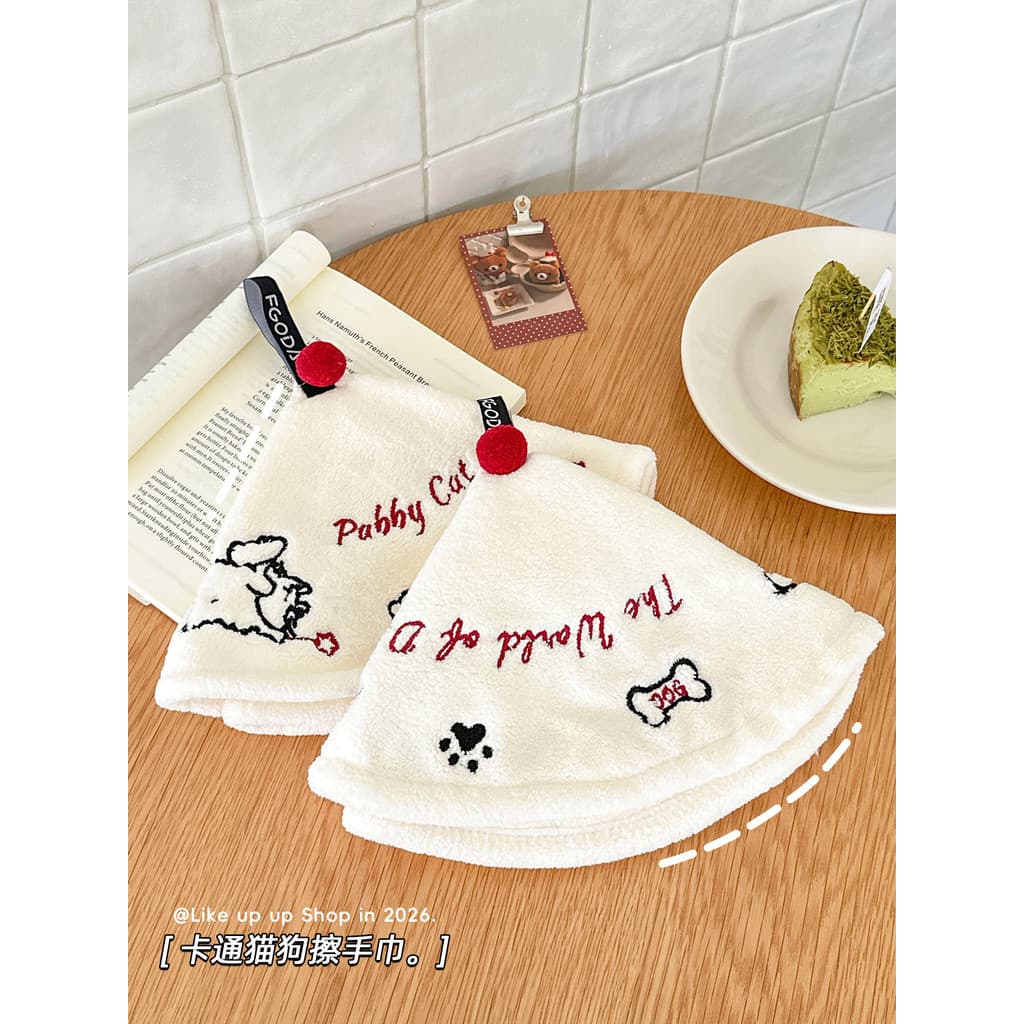 Toalha de mão fofa tipo pendurado absorvente espessada banheiro desenho animado toalha de mão pequena toalha de cozinha