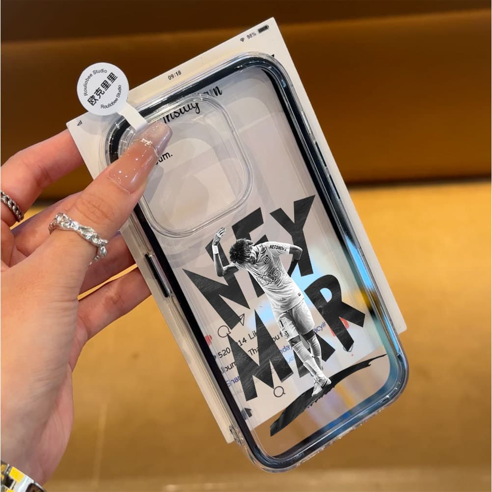 Capa Transparente Para IPhone 17 Pro Max 16 15 14 13 12 11 17Air Xs 2 Em 1 De Coroa De Futebol